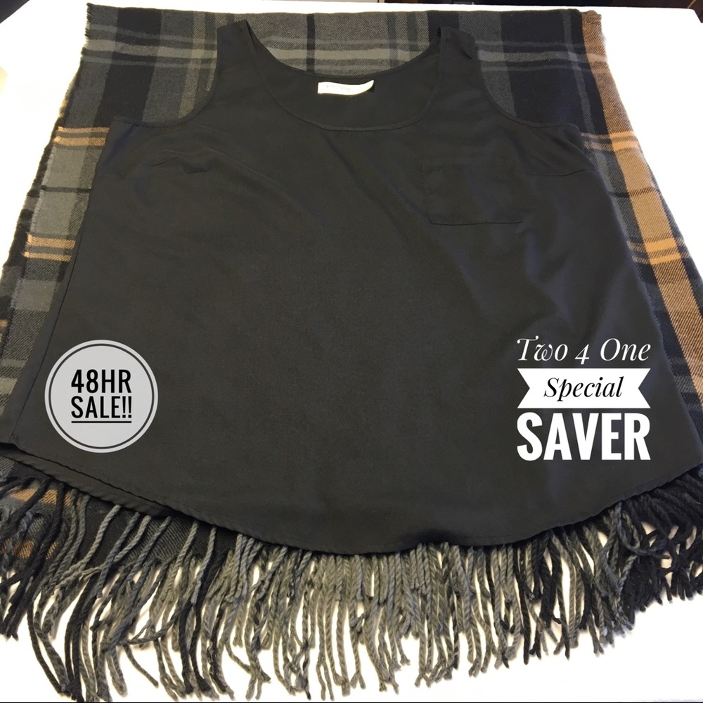 💰Faded Glory Tank XL Now Plaid Cape Scarf Shawl